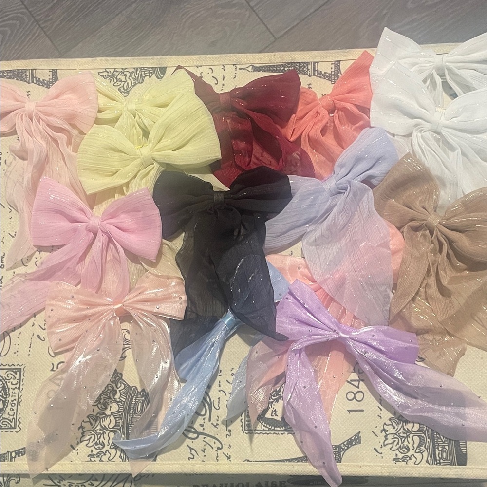 Colorful Sheer Hair Bows Set